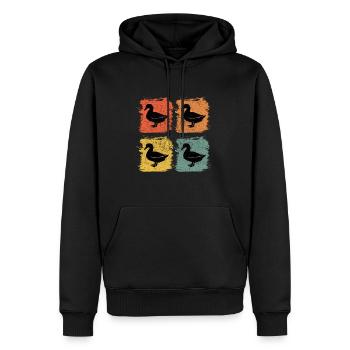 Ente Gans Vogel Retro Pop Art Geschenk - Männer Premium Bio Hoodie - Schwarz - Vorne - Nico (187cm)
