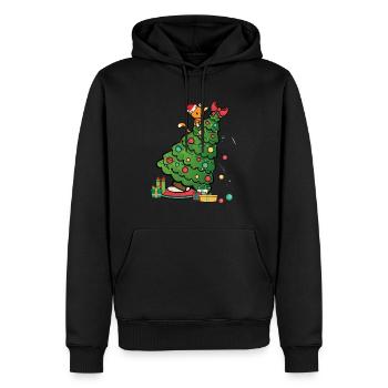 Arbre de Noël pour chat - Chaton de Noël - Sweat à capuche Premium bio Homme - noir - Devant - Nico (187cm)