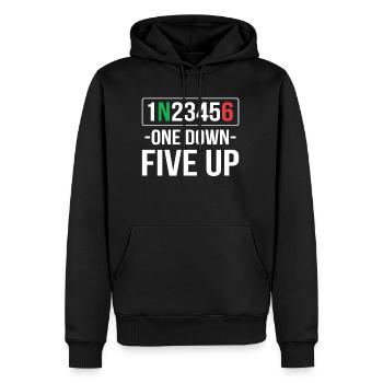 One Down Motorcycle Motorcyclist Five Up - Men’s Premium Organic Hoodie - black - Front - Nico (187cm)