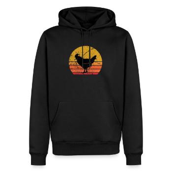 Rétro soleil poules coq oiseau cadeau - Sweat à capuche Premium bio Homme - noir - Devant - Nico (187cm)