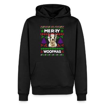 Merry Woofmas Ugly Sweater West Highland Terrier - Sweat à capuche Premium bio Homme - noir - Devant - Nico (187cm)