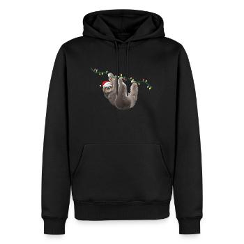 Faultier Weihnachten Deko - Sloth Weihnachtsbaum - Männer Premium Bio Hoodie - Schwarz - Vorne - Nico (187cm)