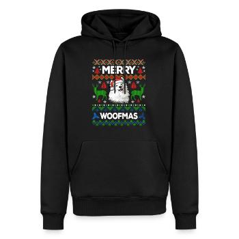 Merry Woofmas Ugly Sweater Samojede - Sweat à capuche Premium bio Homme - noir - Devant - Nico (187cm)