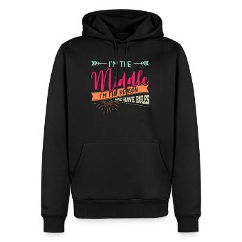 Geschwister, Geschwister mittleres Kind, Jüngstes - Männer Premium Bio Hoodie - Schwarz - Vorne - Nico (187cm)