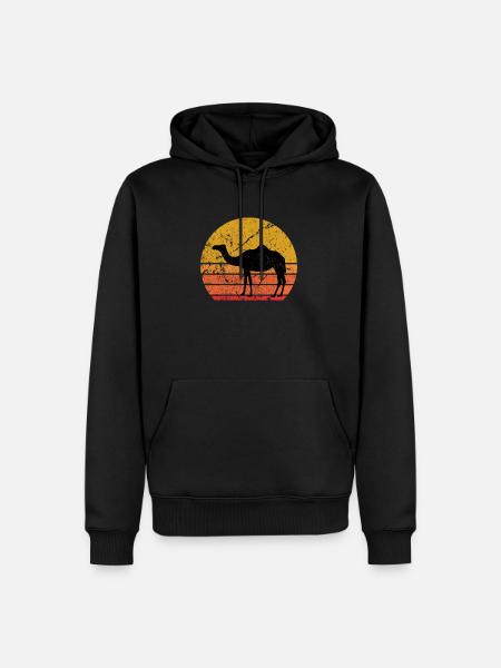 Retro Sonne Kamel Dromedar Geschenk - Männer Premium Bio Hoodie - Schwarz