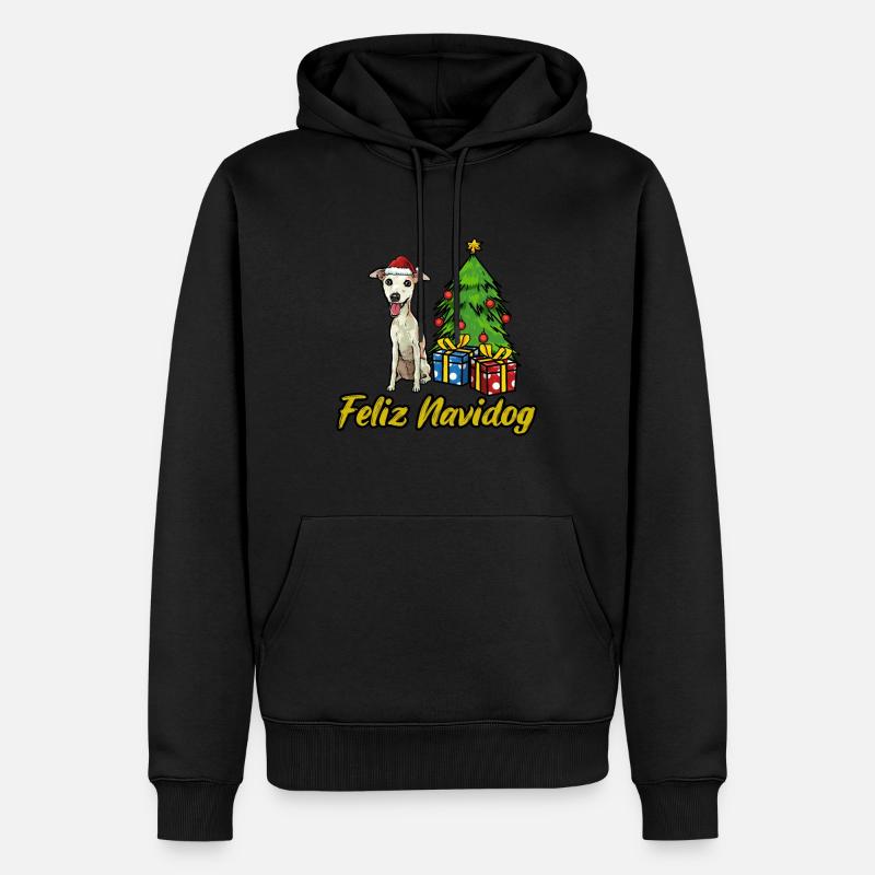 Feliz Navidog Whippet Hunde Geschenk - Männer Premium Bio Hoodie - Schwarz