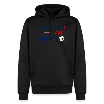 J'peux pas ! J'ai Match de Foot - Je ne peux pas - Sweat à capuche Premium bio Homme - noir - Devant - Nico (187cm)