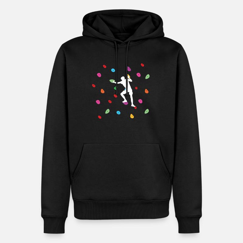 Bouldern Kletterer - Bunte Kletterwand - Boulderer - Männer Premium Bio Hoodie - Schwarz