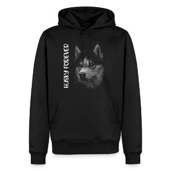 HUSKY FOREVER - Sweat à capuche Premium bio Homme - noir - Devant - Nico (187cm)