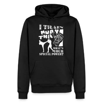 Muay Thai I Train Muay Thai - Sweat à capuche Premium bio Homme - noir - Devant - Nico (187cm)