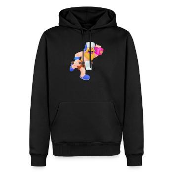 Holzfäller läuft - Männer Premium Bio Hoodie - Schwarz - Vorne - Nico (187cm)