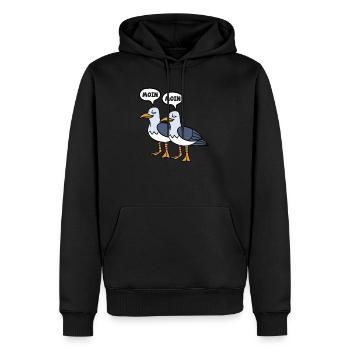 Moin Moin Möwen Ostsee Nordsee Plattdeutsch - Männer Premium Bio Hoodie - Schwarz - Vorne - Nico (187cm)