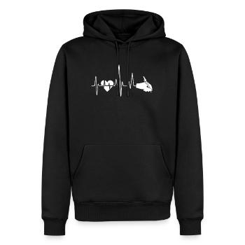 Écriture de chemises à battement de cœur - Sweat à capuche Premium bio Homme - noir - Devant - Nico (187cm)