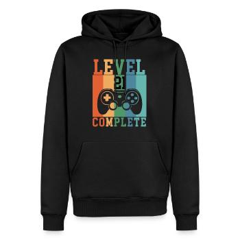 Birthday Level 21 complete gaming - Men’s Premium Organic Hoodie - black - Front - Nico (187cm)
