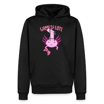Axolotl, axolotl readstalotl, gamessalotl, - Sweat à capuche Premium bio Homme - noir - Devant - Nico (187cm)
