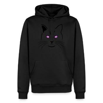 CHAT -TETE DE CHAT STYLISEE - Sweat à capuche Premium bio Homme - noir - Devant - Nico (187cm)