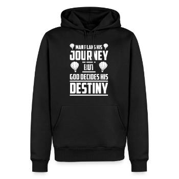 Man Plans His Journey But God Decides his Destiny - Männer Premium Bio Hoodie - Schwarz - Vorne - Nico (187cm)