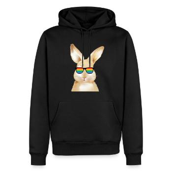 Osterhase Ostern Geschenk - Lustiger Hase Pride - Männer Premium Bio Hoodie - Schwarz - Vorne - Nico (187cm)