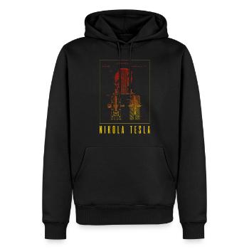 Tesla Nikola, Tesla Nikola Nikola, Tesla, - Men’s Premium Organic Hoodie - black - Front - Nico (187cm)