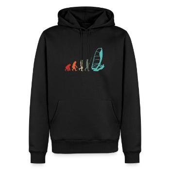 Windsurfer Retro Surfer Windsurfen Evolution - Männer Premium Bio Hoodie - Schwarz - Vorne - Nico (187cm)