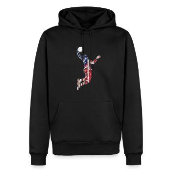 Basketball Design für einen Basketball-Spieler - Männer Premium Bio Hoodie - Schwarz - Vorne - Nico (187cm)