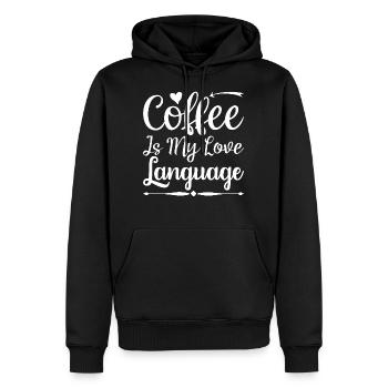 Coffee Is My Love Language - Sweat à capuche Premium bio Homme - noir - Devant - Nico (187cm)