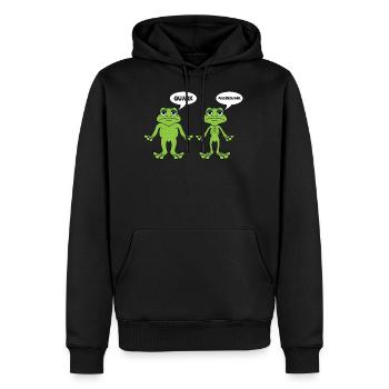 Quark Magerquark - lustige Frosch Grafik - Männer Premium Bio Hoodie - Schwarz - Vorne - Nico (187cm)