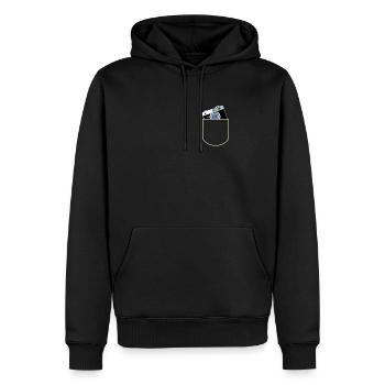 Caméra Dans La poche poitrine Photographe Idée cadeau - Sweat à capuche Premium bio Homme - noir - Devant - Nico (187cm)