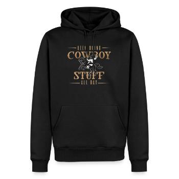 Cowboy, rodéo cowboy, pays, - Sweat à capuche Premium bio Homme - noir - Devant - Nico (187cm)