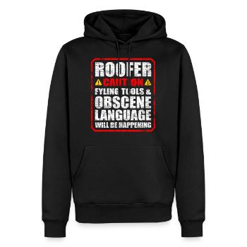 roofer - Men’s Premium Organic Hoodie - black - Front - Nico (187cm)