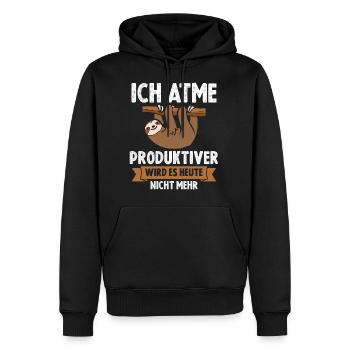 Ich Atme Faultier - Männer Premium Bio Hoodie - Schwarz - Vorne - Nico (187cm)