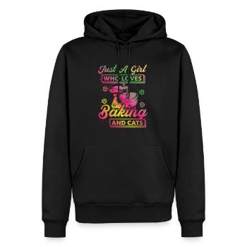 Just A Girl Who Loves Baking And Cats Vintage - Men’s Premium Organic Hoodie - black - Front - Nico (187cm)