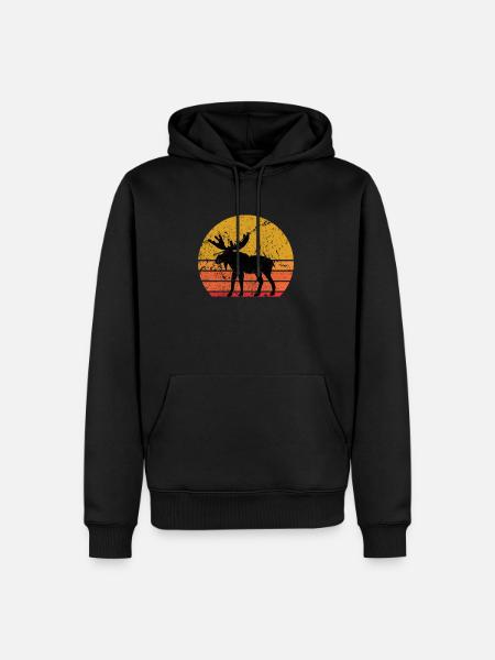 Rétro soleil orignal sauvage cadeau - Sweat à capuche Premium bio Homme - noir
