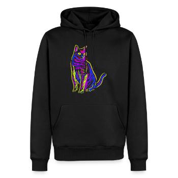Neon Art Cat - Neon Chat Félin - Sweat à capuche Premium bio Homme - noir - Devant - Nico (187cm)