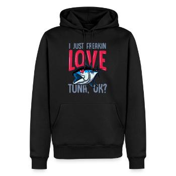 Pêche en haute mer, pêche en haute mer - Sweat à capuche Premium bio Homme - noir - Devant - Nico (187cm)