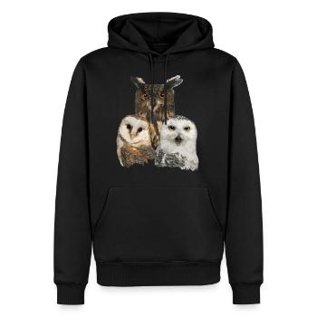 Eulen - Männer Premium Bio Hoodie - Schwarz - Vorne - Nico (187cm)