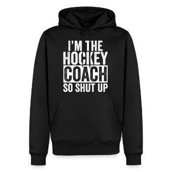 Lustiges Geschenk für Hockey Coach Trainer - Männer Premium Bio Hoodie - Schwarz - Vorne - Nico (187cm)