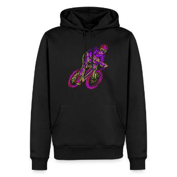 Neon Rennrad Fahrer Neon Art Fahrrad Radsport - Männer Premium Bio Hoodie - Schwarz - Vorne - Nico (187cm)