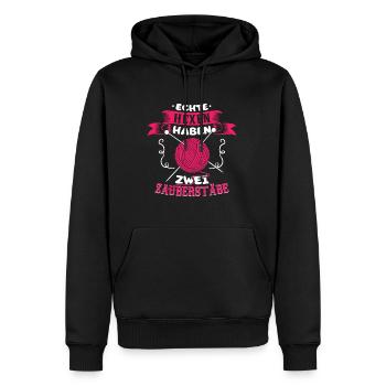 Les vraies sorcières ont deux baguettes de crochet tricot - Sweat à capuche Premium bio Homme - noir - Devant - Nico (187cm)