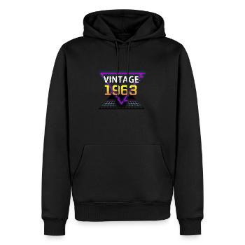 Vintage 1963 Retrowave anniversaire cadeau - Sweat à capuche Premium bio Homme - noir - Devant - Nico (187cm)