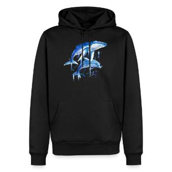 Bleu Baleine Dauphin Plongeur Baleine Dauphin - Sweat à capuche Premium bio Homme - noir - Devant - Nico (187cm)