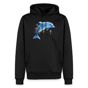 Dauphin Plongeur Baleine Dauphin Dauphin - Sweat à capuche Premium bio Homme - noir - Devant - Nico (187cm)