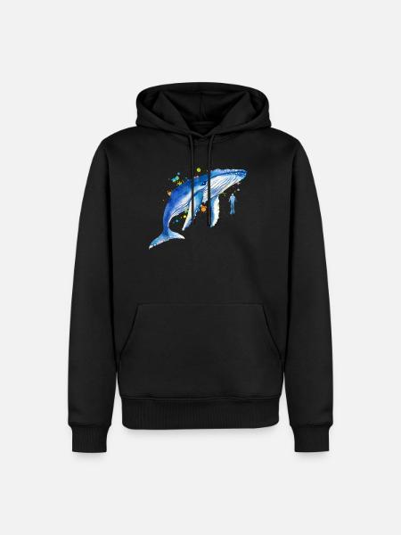 Blue Whale Diver Whales - Men’s Premium Organic Hoodie - black