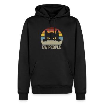 Ew People cute cat vintage cat fun retro gift - Sweat à capuche Premium bio Homme - noir - Devant - Nico (187cm)