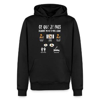 Moto Fan Ce Que Je Fais Temps Libre Motard Hommes - Männer Premium Bio Hoodie - Schwarz - Vorne - Nico (187cm)