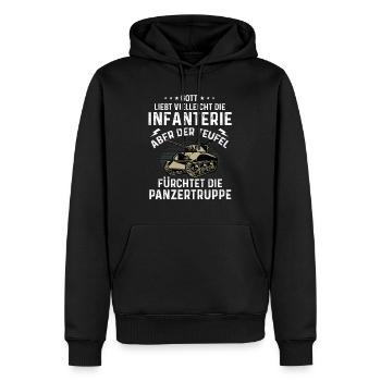 Drôle de citation Char Panzer Panzer Panzer Panzer - Sweat à capuche Premium bio Homme - noir - Devant - Nico (187cm)