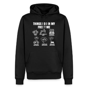 Les choses Que Je Dans Mon Temps Libre Faire vélo - Sweat à capuche Premium bio Homme - noir - Devant - Nico (187cm)