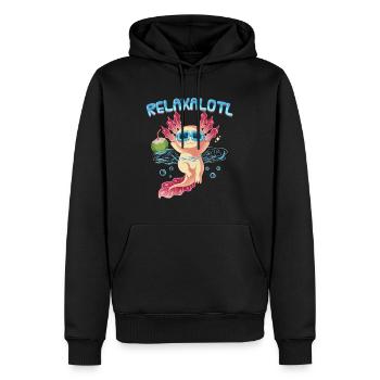 Relaxalotl Axolotl Holiday Beach Swimming - Men’s Premium Organic Hoodie - black - Front - Nico (187cm)