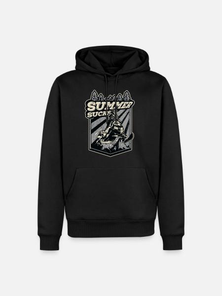 Summer Sucks Snowmobile Skeleton Snowmobiling - Men’s Premium Organic Hoodie - black