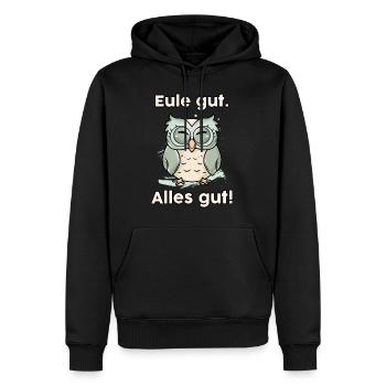 Eule Gut Alles Gut Motivationsspruch für - Männer Premium Bio Hoodie - Schwarz - Vorne - Nico (187cm)